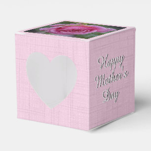 Glücklicher Muttertag - Rosa Rose - Text Geschenkschachtel