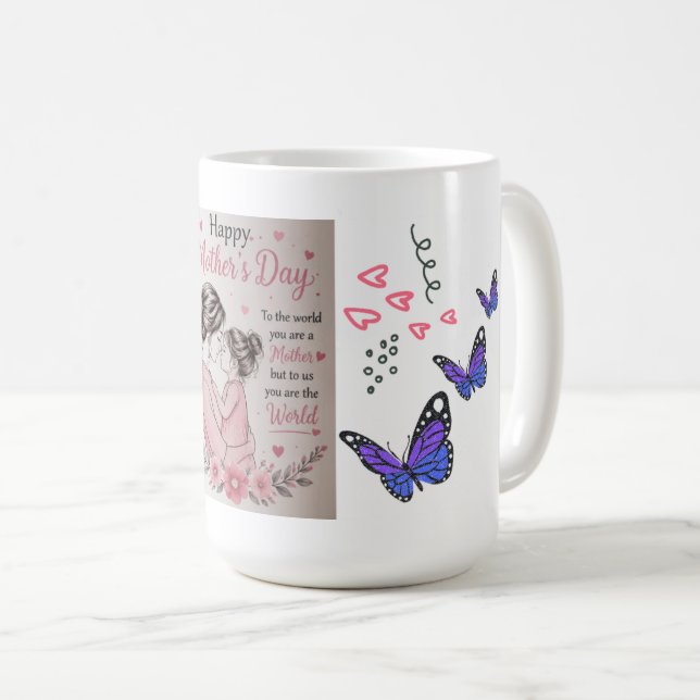 Glücklicher Muttertag Schmetterling Tasse (VorderseiteRechts)