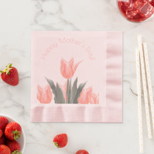 Glücklicher Muttertag! Stilvolle Peach Tulips Blu Serviette