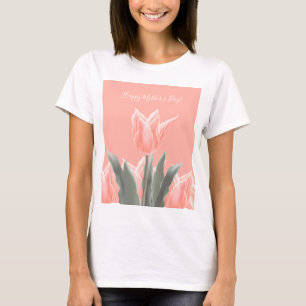 Glücklicher Muttertag! Stilvolle Peach Tulips Blu T-Shirt