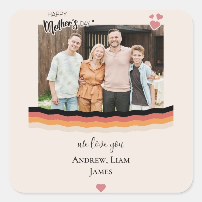 Glücklicher Muttertag, wir Liebe Sie Quadratischer Aufkleber (Vorderseite)