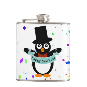 Glücklicher Neujahrsbanner Vinyl Wrapped Flask Flachmann