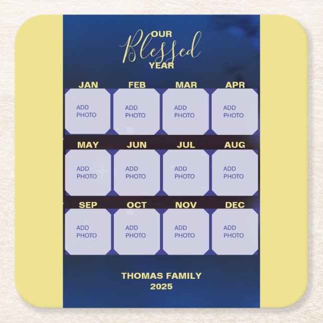 Glücklicher Neujahrsfeiertag im Foto des gesegnete Rechteckiger Pappuntersetzer (Vorderseite)