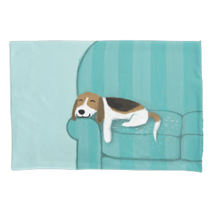 Glücklicher niedlicher Hund des Couch-Beagle- Kissenbezug