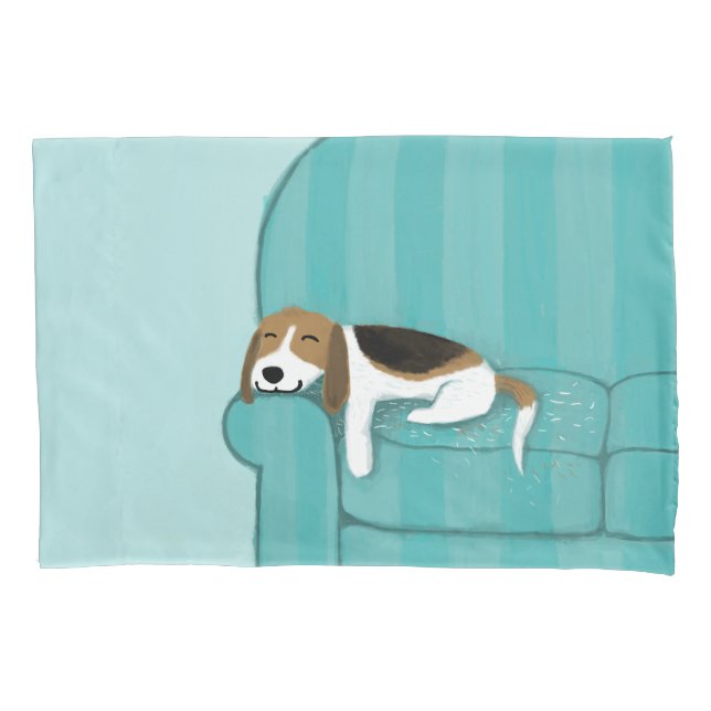 Glücklicher niedlicher Hund des Couch-Beagle-| Kissenbezug (Vorderseite)