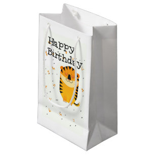 Glücklicher niedlicher Tiger zum Geburtstag Kleine Geschenktüte