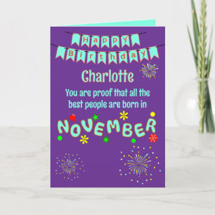 Glücklicher November-Geburtstag-Faltgrußkarte Karte