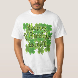 Glücklicher O'Birthday zu mir mit Kleeblättern T-Shirt