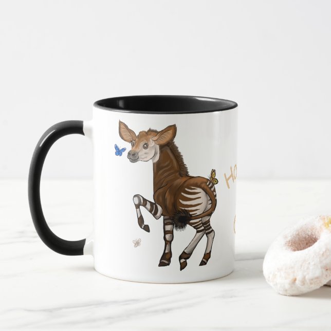 Glücklicher Okapi! Tasse (Mit Donut)