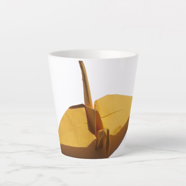 glücklicher Origami-Kranich Milchtasse (Vorderseite)