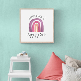 Glücklicher Ort Lila Rosa Süße Kinderzimmer Poster