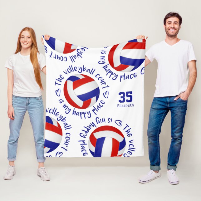 glücklicher Ort Mädchen roter weißer blauer Volley Fleecedecke (Beispiel)