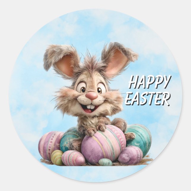 Glücklicher Osterhase Aufkleber (Vorderseite)
