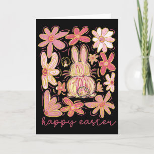 Glücklicher Osterhase Boho Ostern Coquette Floral Karte