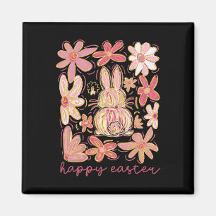 Glücklicher Osterhase Boho Ostern Coquette Floral  Magnet