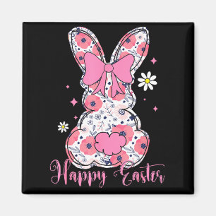 Glücklicher Osterhase Coquette Schleife Bunny Frau Magnet