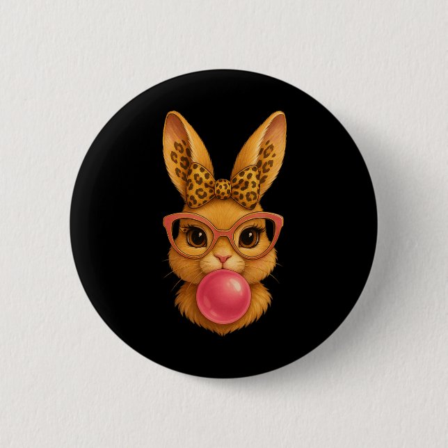 Glücklicher Osterhase Coquette Schleife Osterhase  Button (Vorderseite)