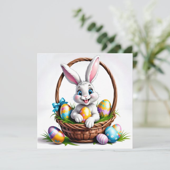 glücklicher Osterhase Feiertagskarte (Stehend Vorderseite)