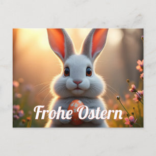 Glücklicher Osterhase im Zauber des Frühlings Feiertagspostkarte