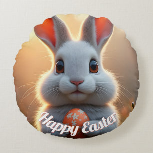 Glücklicher Osterhase in der Magie des Frühlings Rundes Kissen