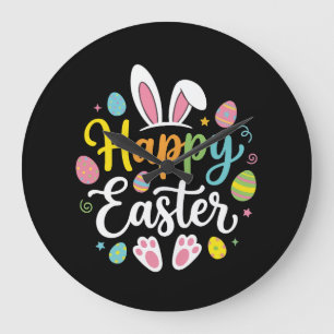 Glücklicher Osterhase Kaninchen Lustiger Ostertag Große Wanduhr