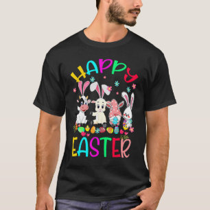 Glücklicher Osterhase Kuh Ziege Gnome passende Kin T-Shirt