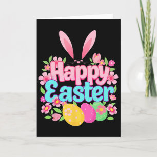 Glücklicher Osterhase Oster-Outfit Ei Nest Blume R Karte