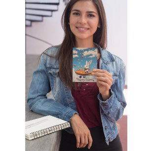 Glücklicher Osterhase Pilot Flugzeug Einladung