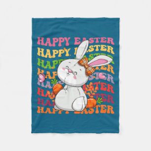 Glücklicher Osterhase Regenbogen-Hase Ostereier-Su Fleecedecke