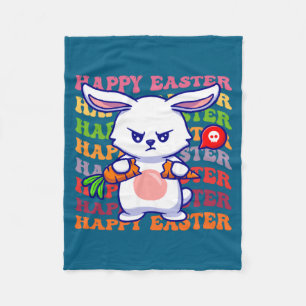 Glücklicher Osterhase Regenbogen-Hase Ostereier-Su Fleecedecke