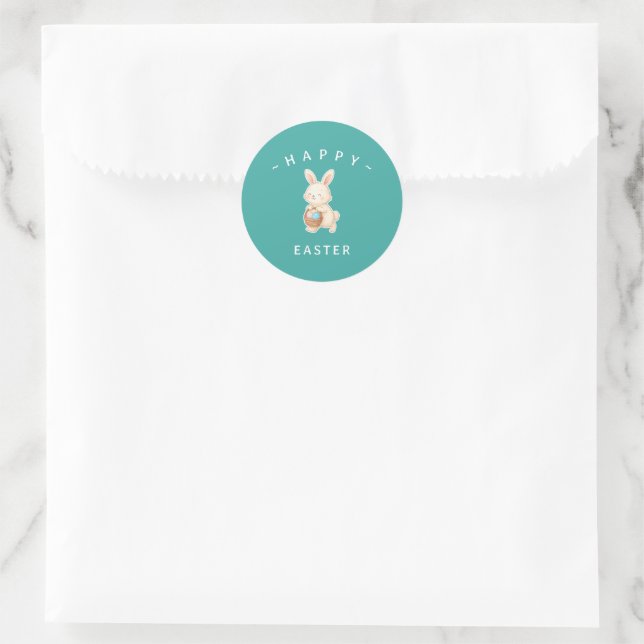 Glücklicher Osterhase Runde Aufkleber (Tasche)