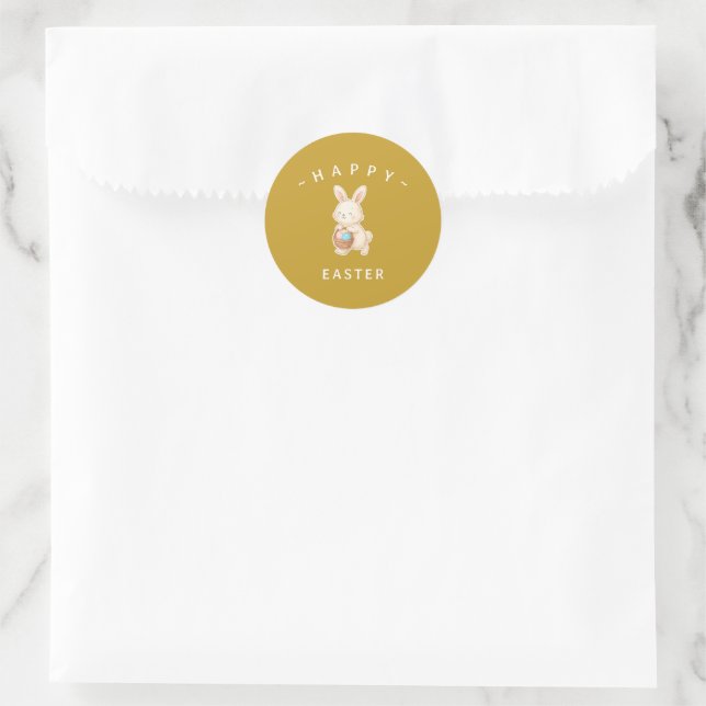 Glücklicher Osterhase Runde Aufkleber (Tasche)