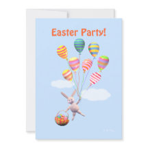 Glücklicher Osterhase und Ballone