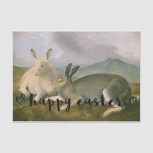 Glücklicher Osterhasen-Hase-PaareWatercolor Vintag Seidenpapier