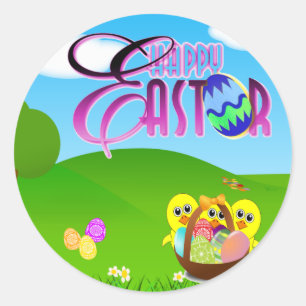 Glücklicher Ostern-Aufkleber Runder Aufkleber