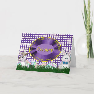 Glücklicher Ostern-Enkel - Häschen und Eier Feiertagskarte