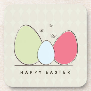 Glücklicher Ostern-Entwurf mit bunten Eiern Getränkeuntersetzer