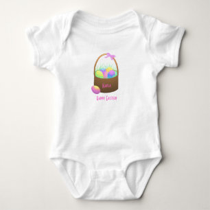 Glücklicher Ostern-Korb-personalisierter Säuglin Baby Strampler