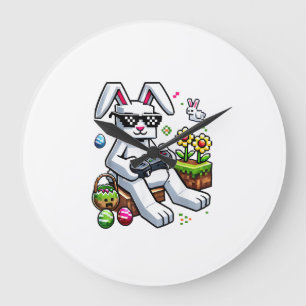 Glücklicher Ostertag Bunny Ei Videospiel Kinder Mi Große Wanduhr