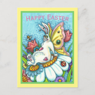 GLÜCKLICHER OSTFLUTTERBUN-RABBIT, FUNNY BUNNY FAIR POSTKARTE