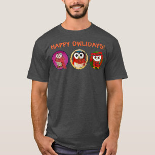 GLÜCKLICHER OWLIDAYS Adorable Owls Tragen Scarfs O T-Shirt