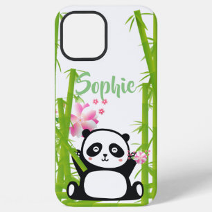 Glücklicher Panda mit Bambus und Kirschblüten iPhone 12 Pro Max Hülle