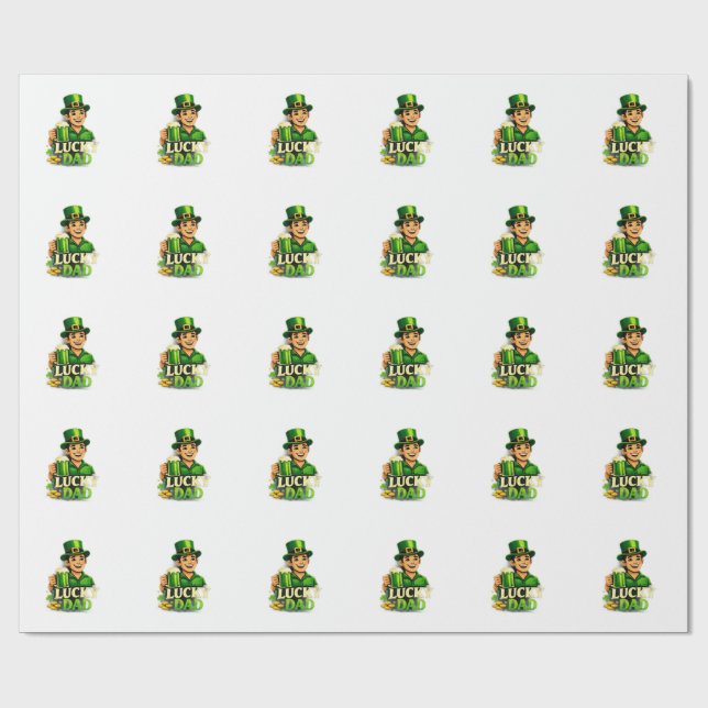 Glücklicher Papa – St. Patrick’s Day Kleeblatt-Des Geschenkpapier (Flach)