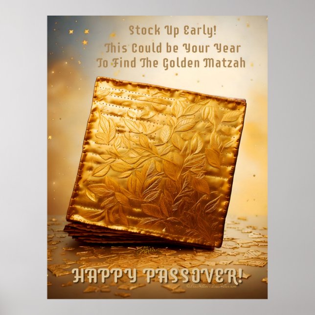 Glücklicher Pessach! Golden Matzah Poster (Vorne)