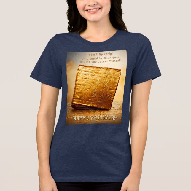 Glücklicher Pessach! Golden Matzah Tri-Blend Shirt (Vorderseite)
