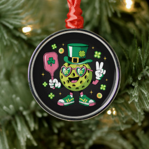 Glücklicher Pickleball Hut Irisches Kleeblatt Ornament Aus Metall