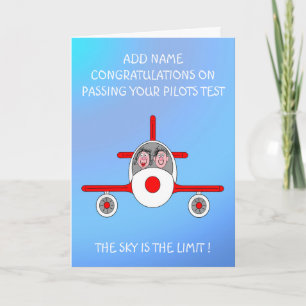 Glücklicher Pilot hat gerade den Test bestanden  Karte
