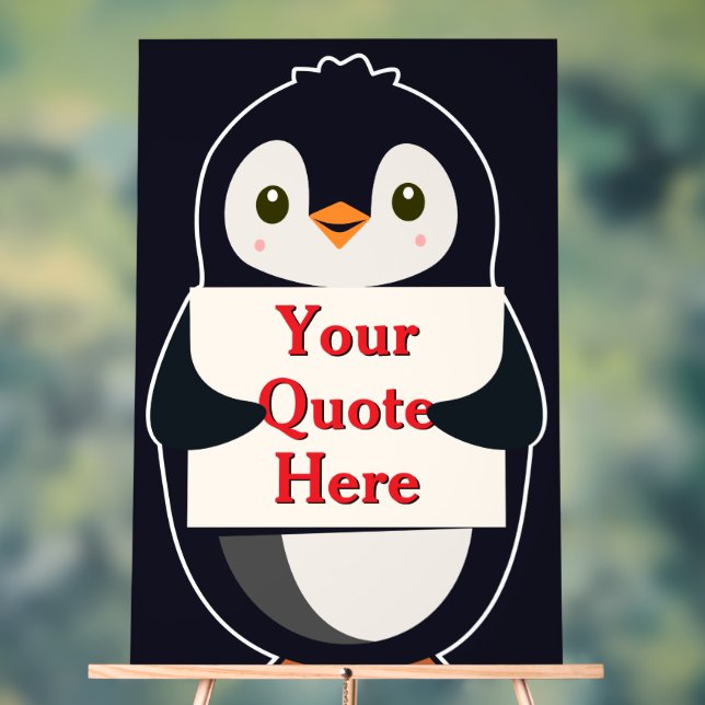 Glücklicher Pinguin, der ein Schild hält, um es zu (Neutral)