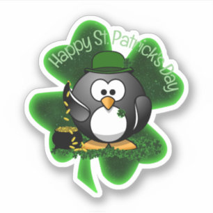 Glücklicher Pinguin St. Patrick's Day Aufkleber