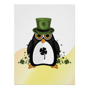 Glücklicher Pinguin St. Patrick's Day Irisches Kle Poster